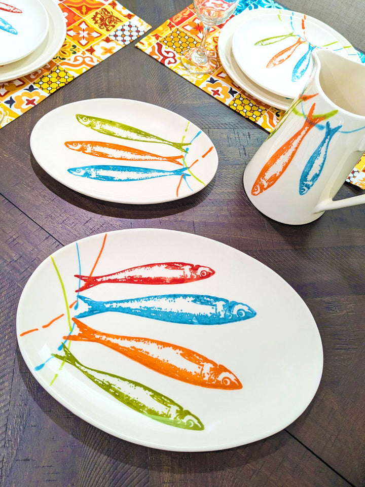 POP Sardines Portuguese Pottery Ceramic Oval Platter - Set of 2