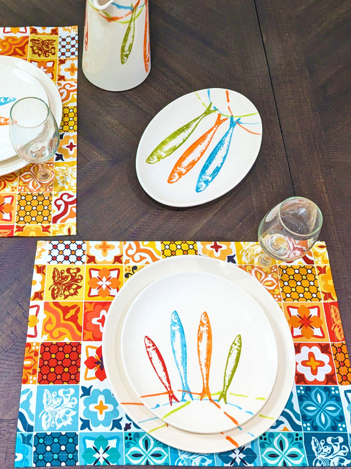 POP Sardines Portuguese Pottery Ceramic Oval Platter - Set of 2