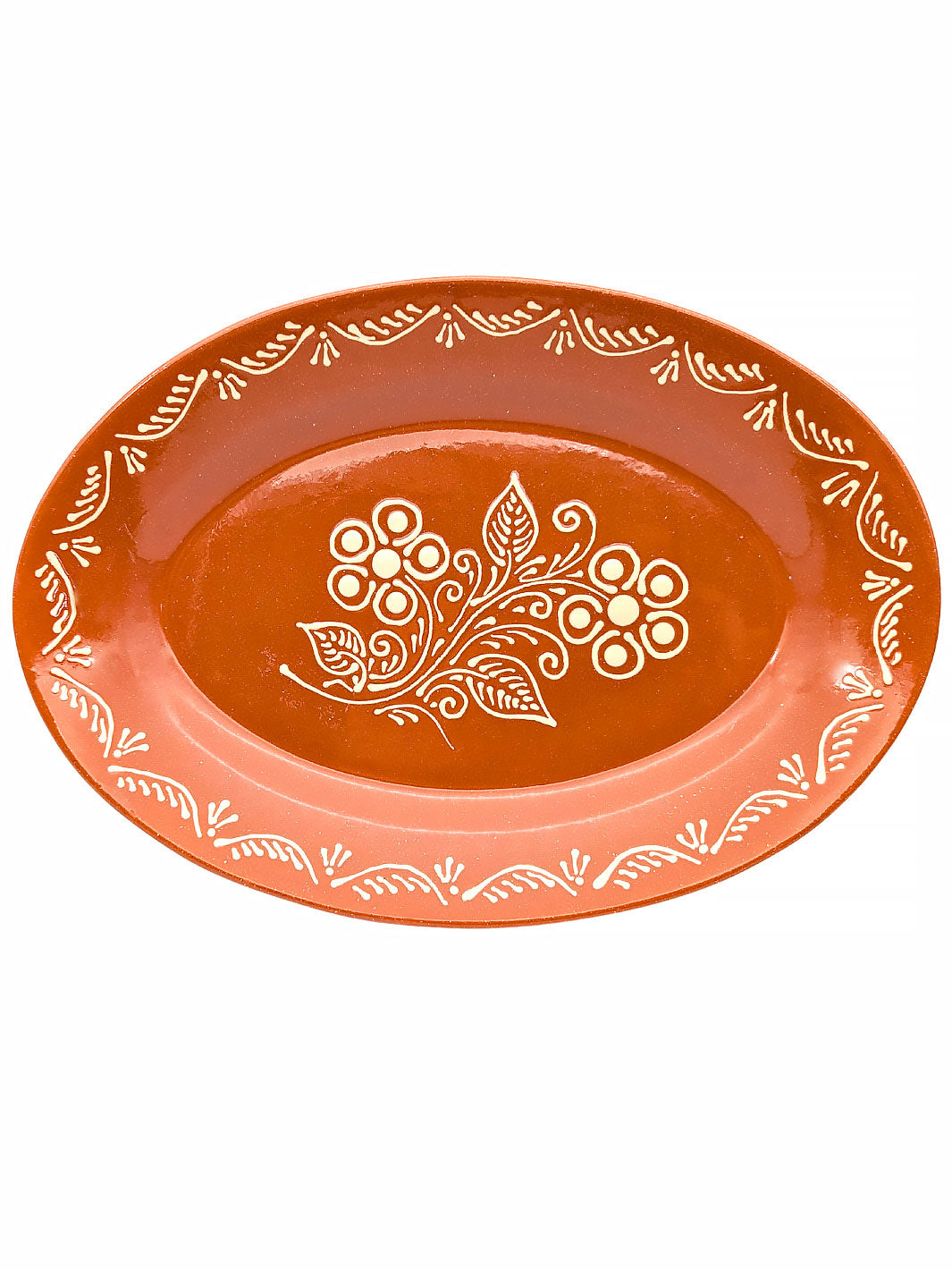 Portuguese Pottery Terracotta Glazed Clay Large Oval Serving Platter – We  Are Portugal