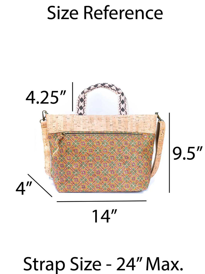 Portuguese Cork Women's Tote Bag with Floral Desing
