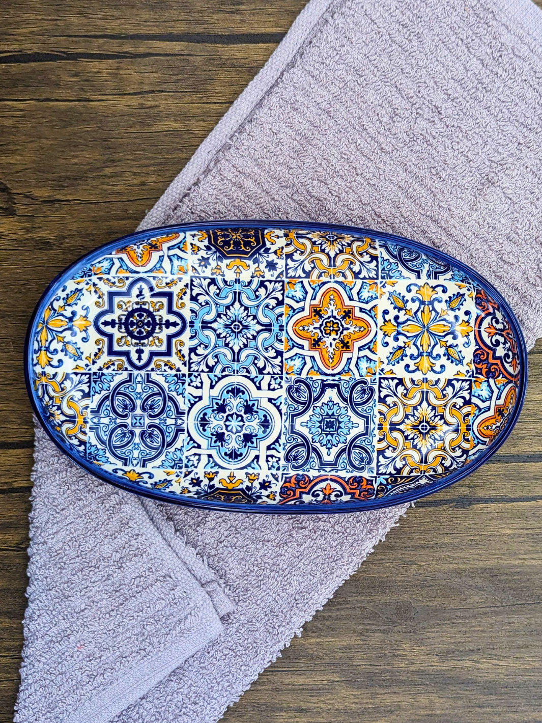Portuguese Pottery Alcobaça Ceramic Decorative Serving Oval Platter