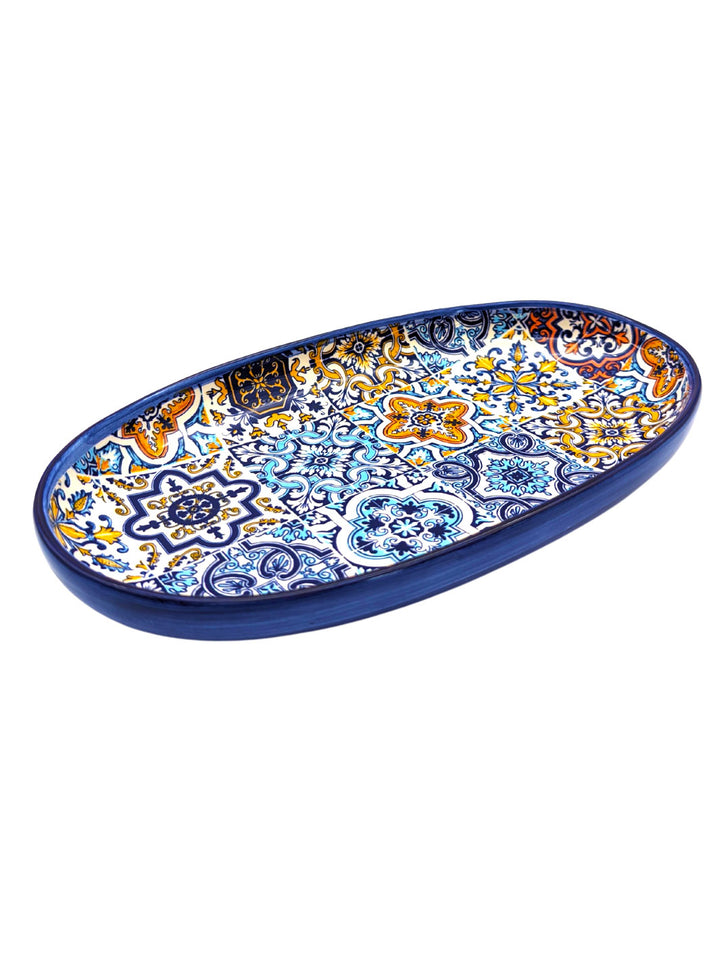 Portuguese Pottery Alcobaça Ceramic Decorative Serving Oval Platter