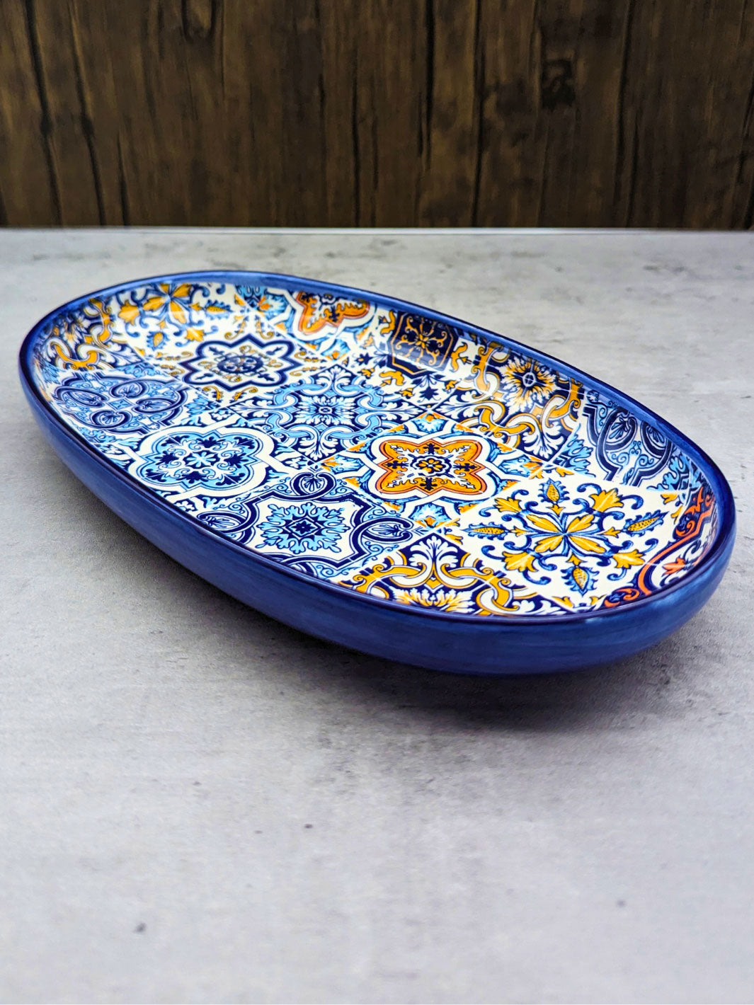 Portuguese Pottery Alcobaça Ceramic Decorative Serving Oval Platter