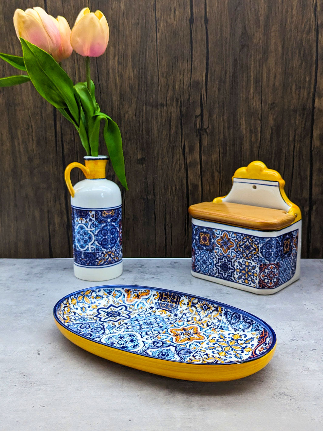 Portuguese Pottery Alcobaça Ceramic Decorative Serving Oval Platter