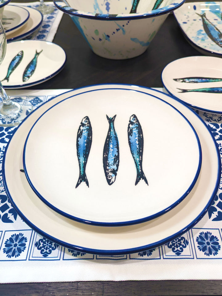 Portuguese Pottery Ceramic Dessert Plate - Sardines