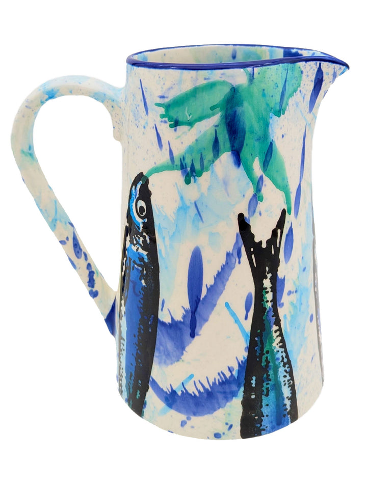 Portuguese Pottery Ceramic Pitcher - Splash Sardines