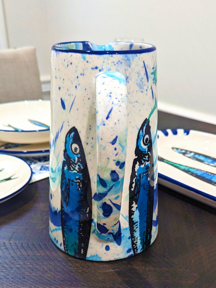 Portuguese Pottery Ceramic Pitcher - Splash Sardines
