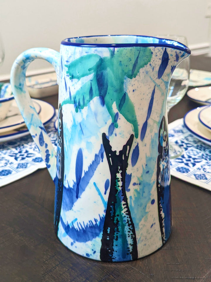 Portuguese Pottery Ceramic Pitcher - Splash Sardines