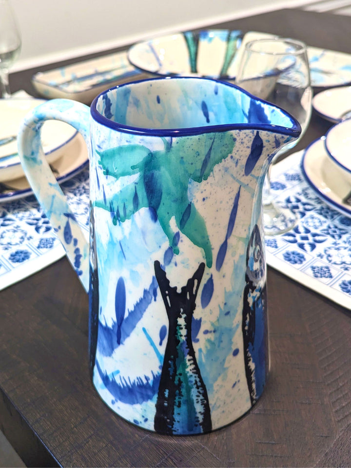 Portuguese Pottery Ceramic Pitcher - Splash Sardines