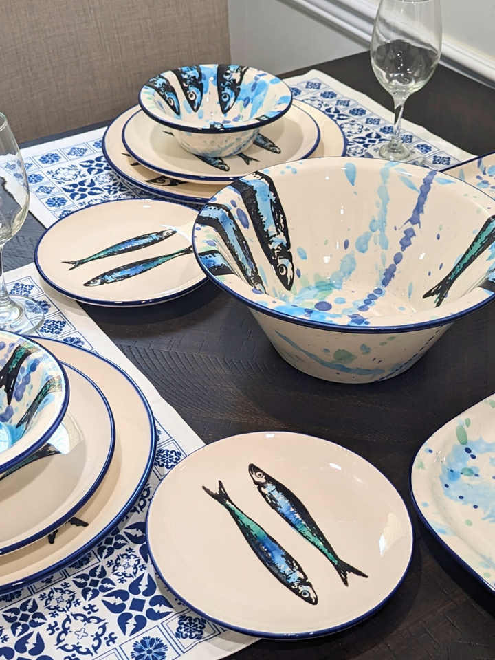 Portuguese Pottery Ceramic Salad Plate - Sardines