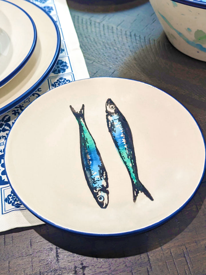 Portuguese Pottery Ceramic Salad Plate - Sardines