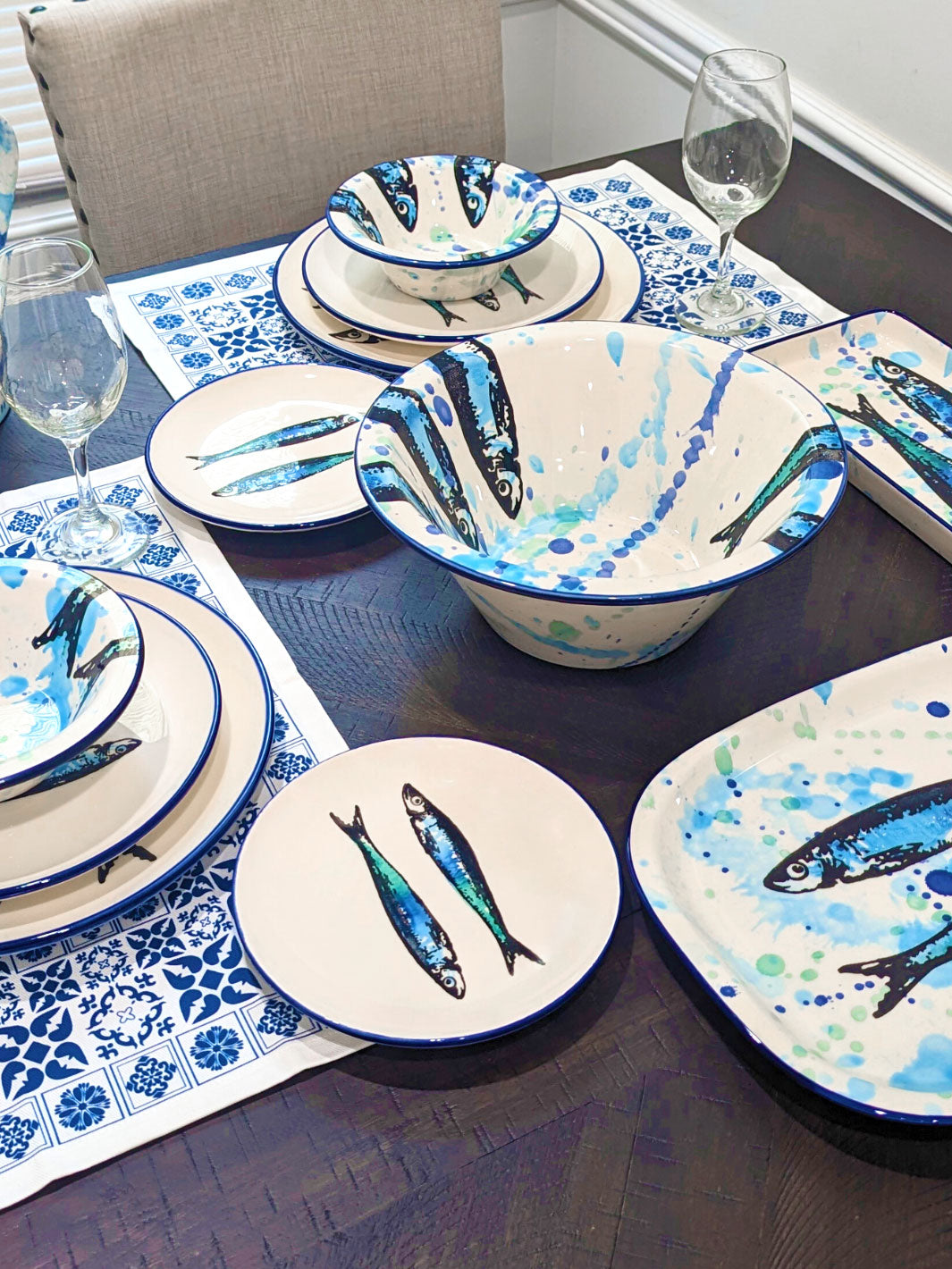 Portuguese Pottery Ceramic Salad Plate - Sardines