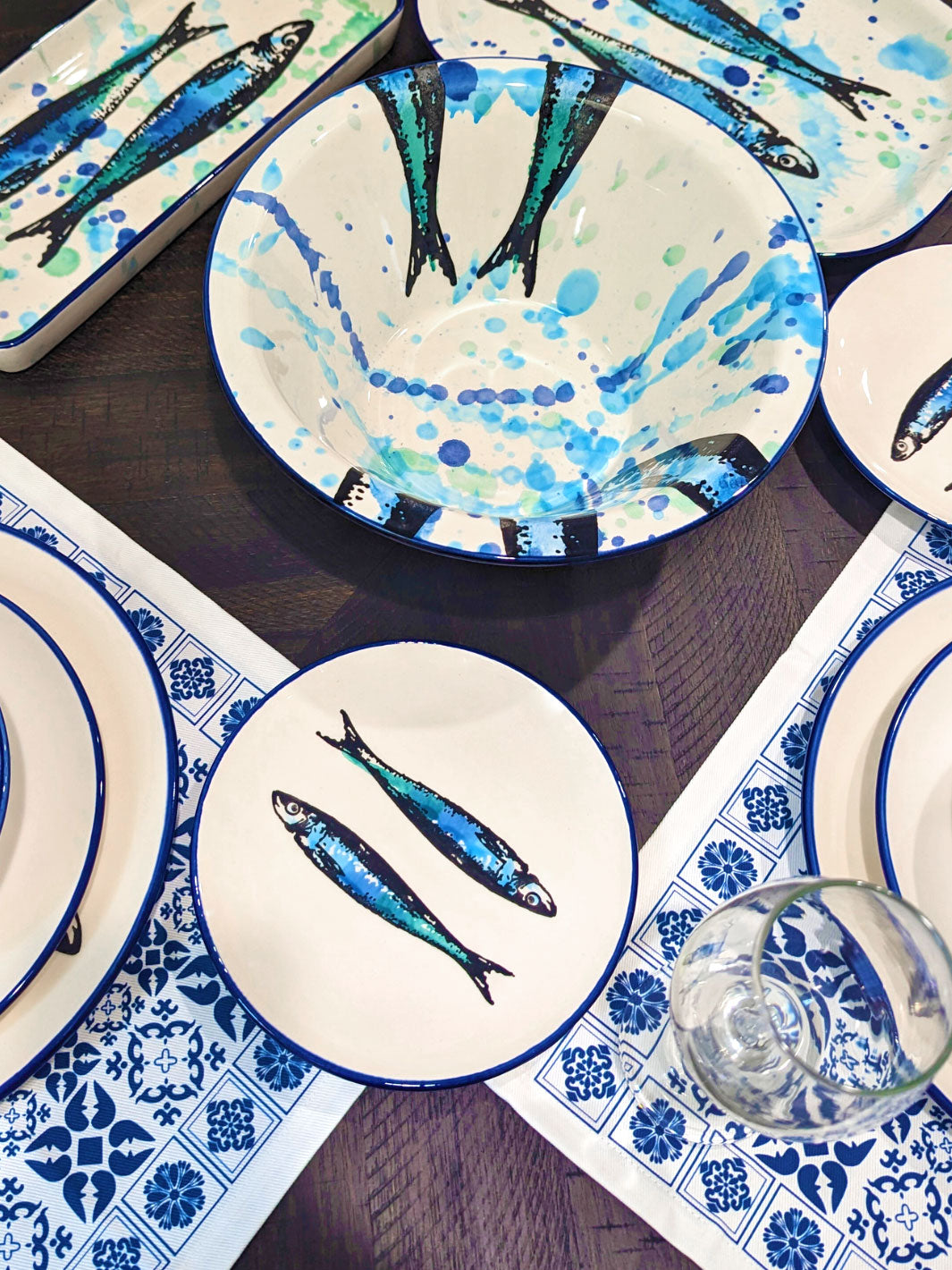 Portuguese Pottery Ceramic Salad Plate - Sardines
