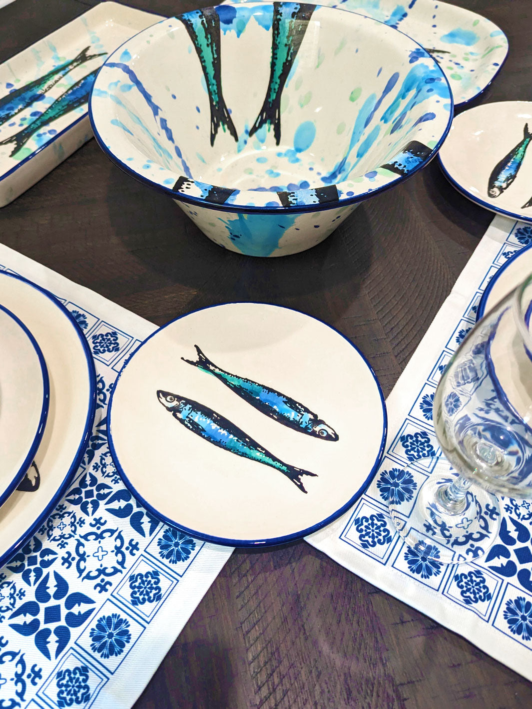 Portuguese Pottery Ceramic Salad Plate - Sardines