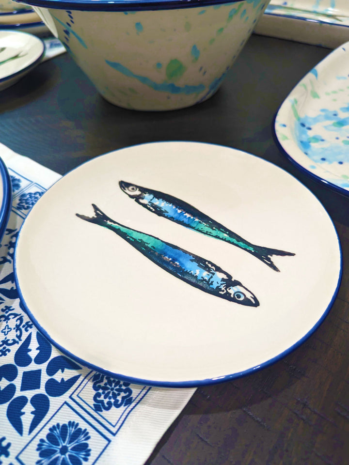 Portuguese Pottery Ceramic Salad Plate - Sardines