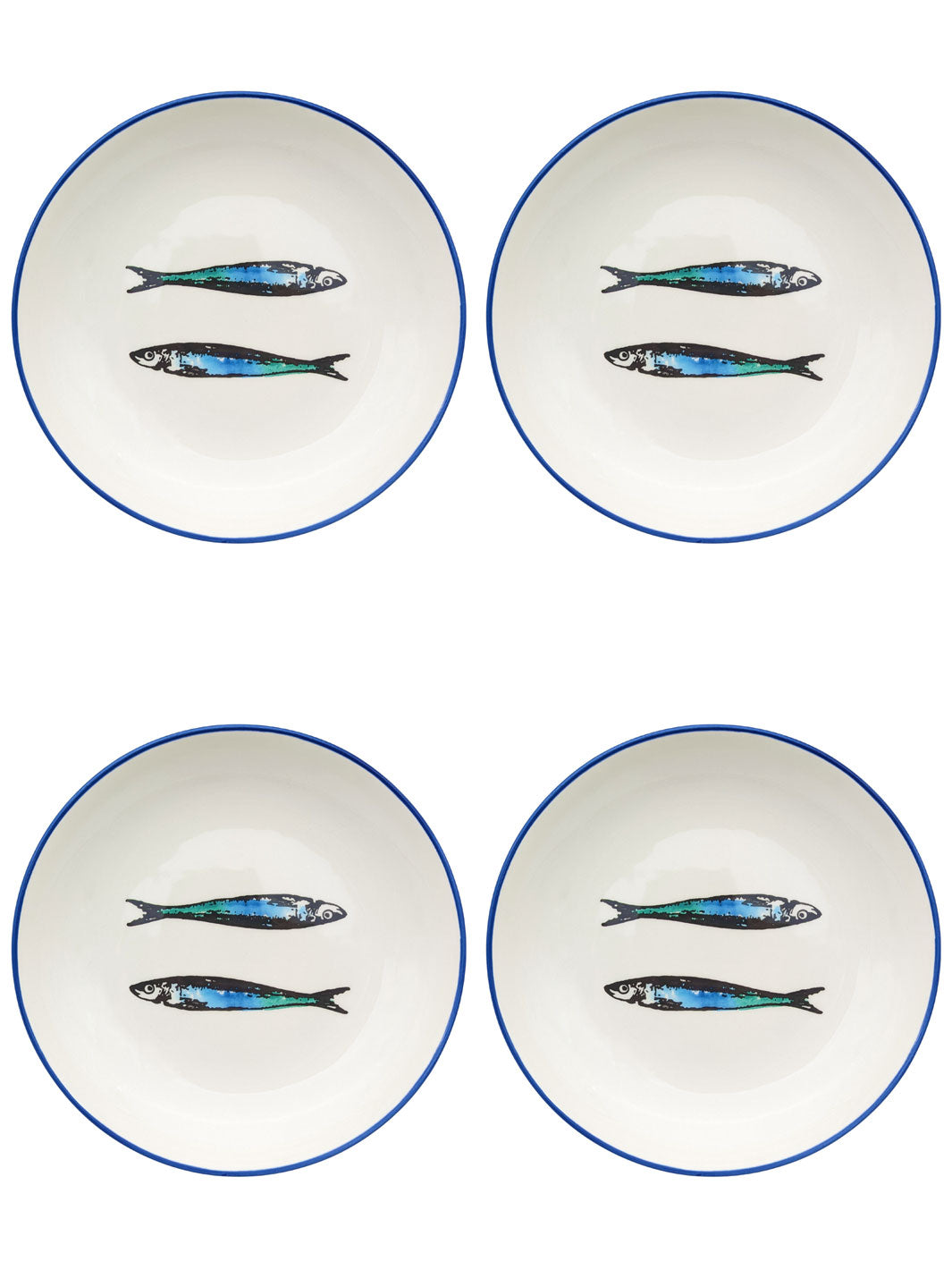 Portuguese Pottery Ceramic SoupPasta Plate - Sardines