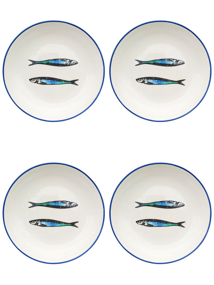 Portuguese Pottery Ceramic SoupPasta Plate - Sardines