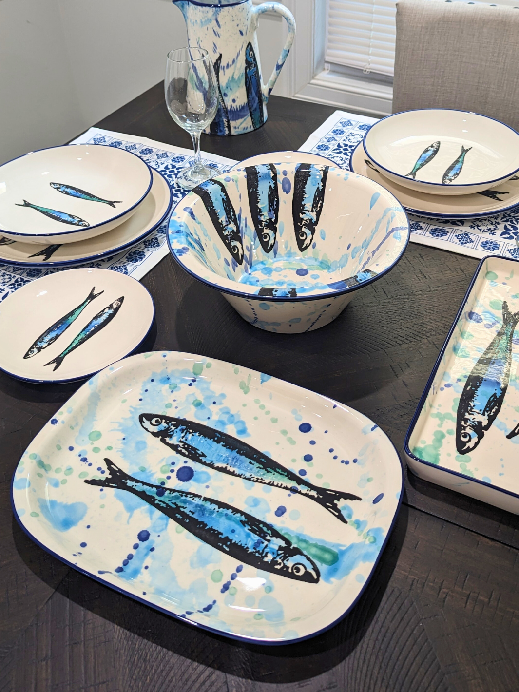 Portuguese Pottery Ceramic SoupPasta Plate - Sardines