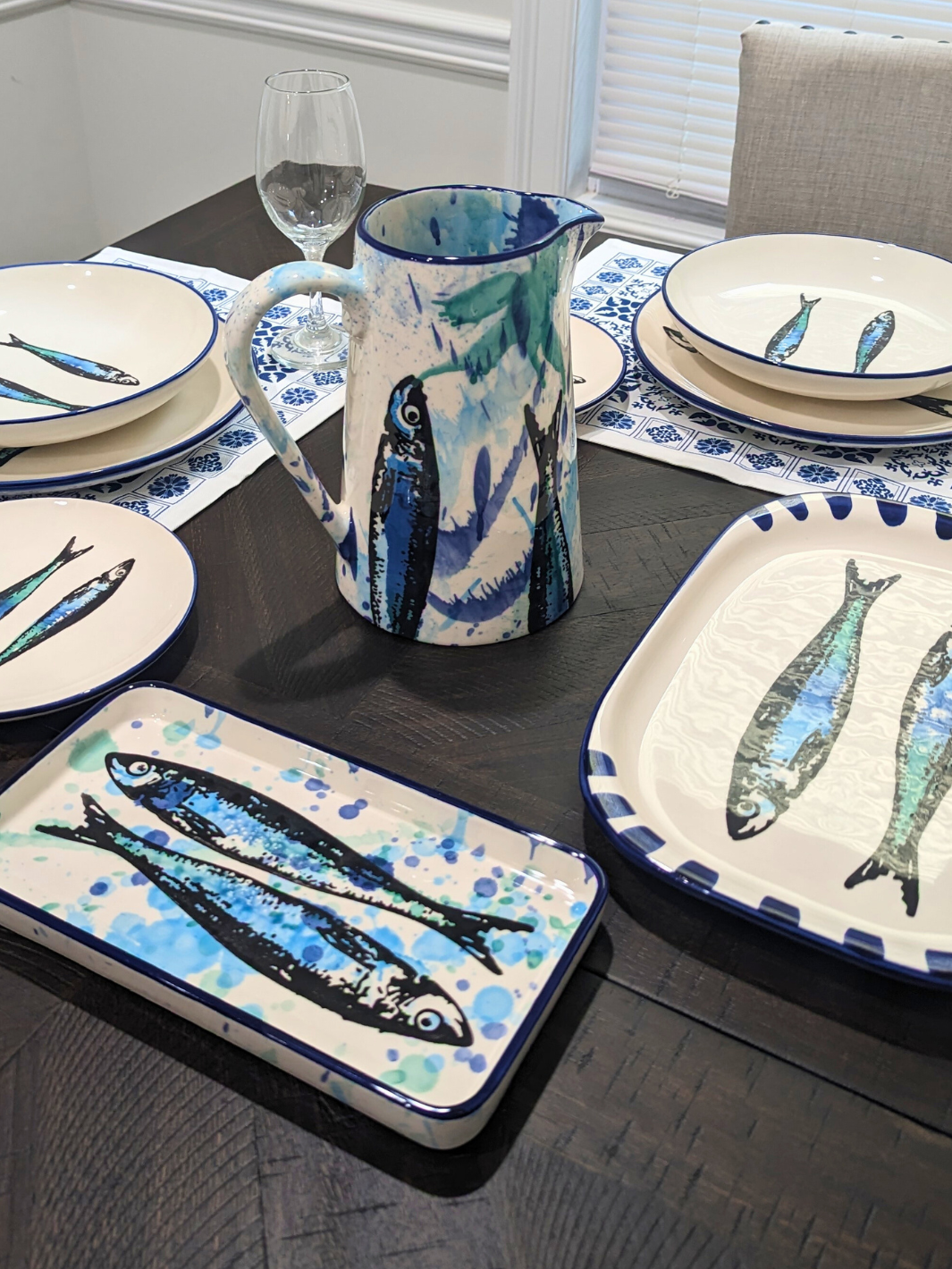 Portuguese Pottery Ceramic SoupPasta Plate - Sardines