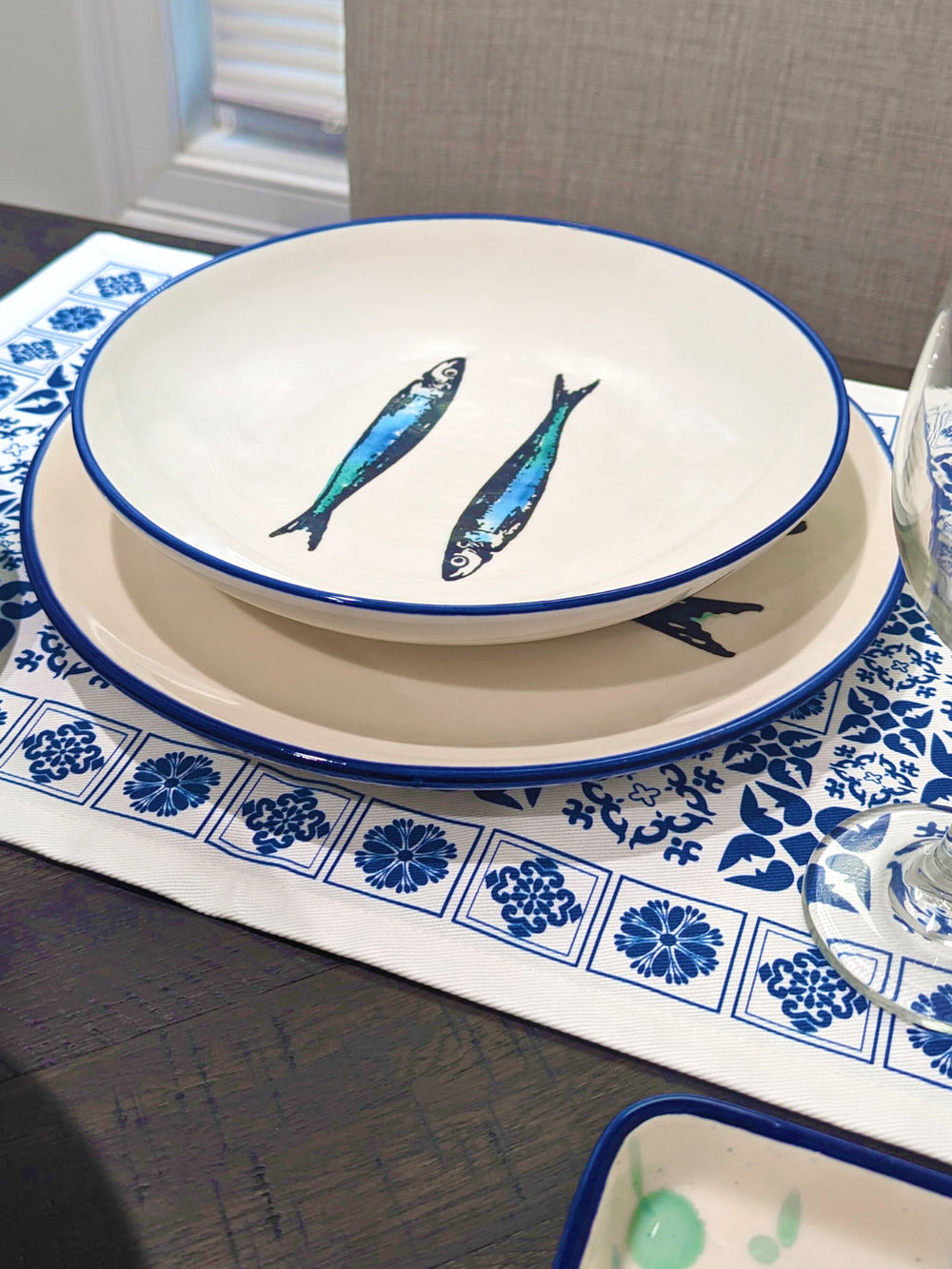 Portuguese Pottery Ceramic SoupPasta Plate - Sardines