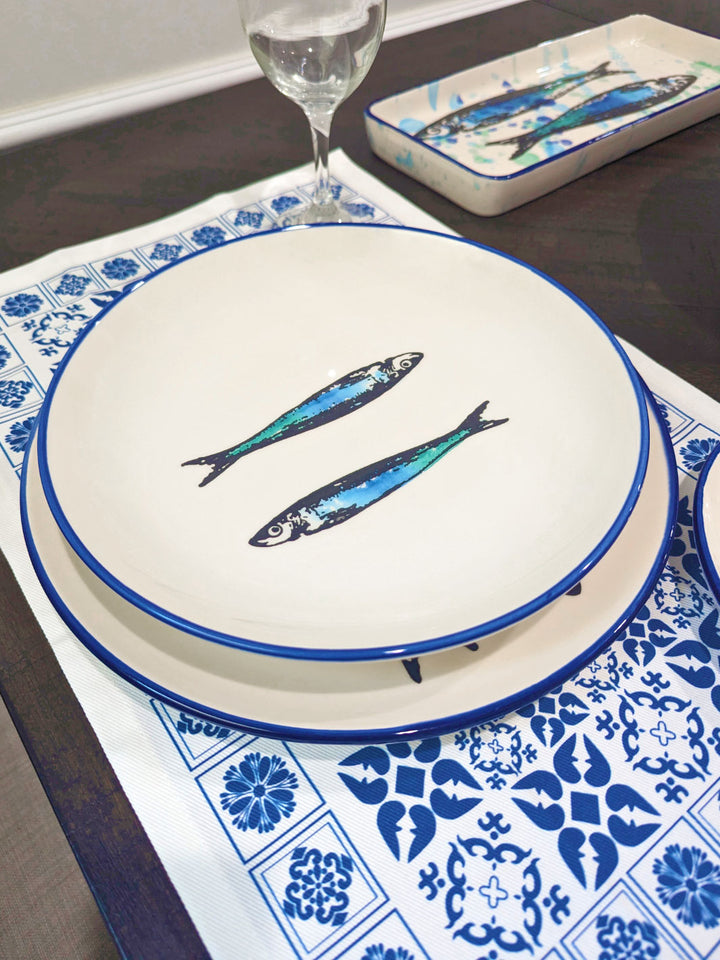 Portuguese Pottery Ceramic SoupPasta Plate - Sardines