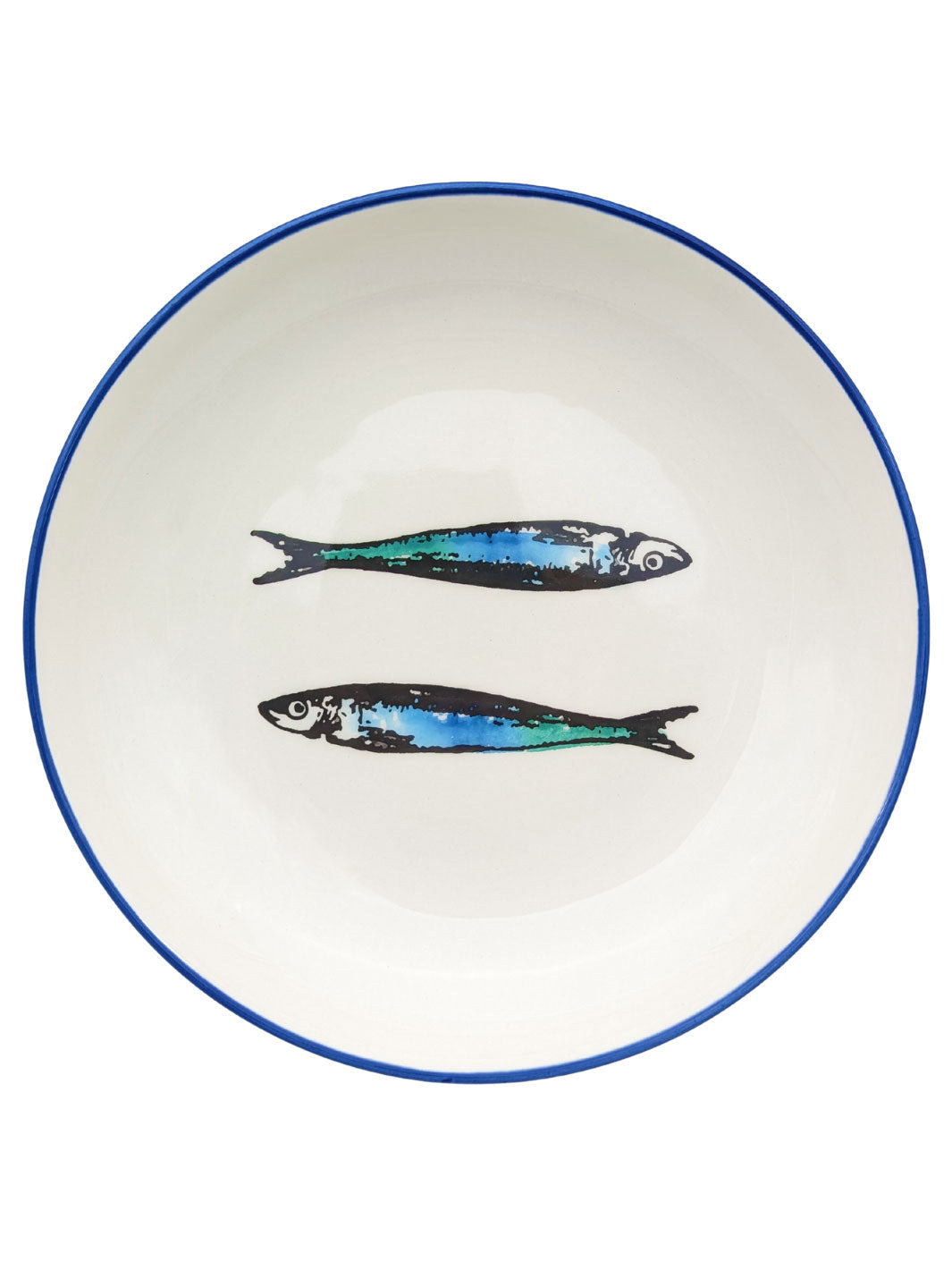 Portuguese Pottery Ceramic SoupPasta Plate - Sardines