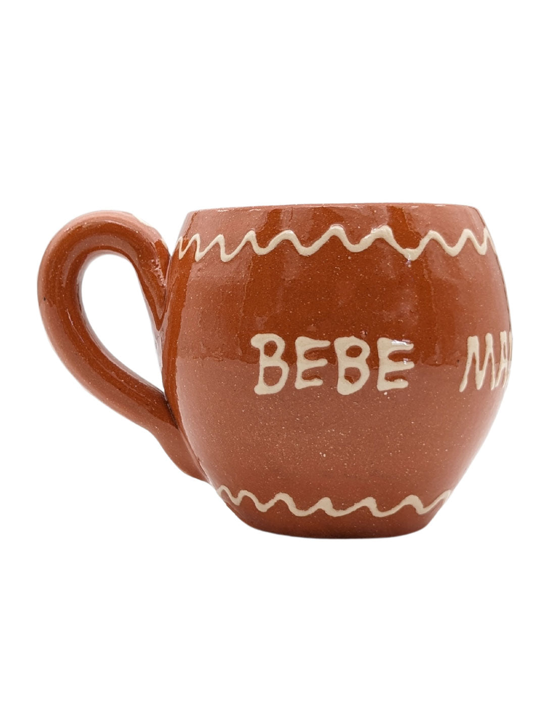 Portuguese Pottery Terracotta Glazed Clay Wine Mugs - Set of 4