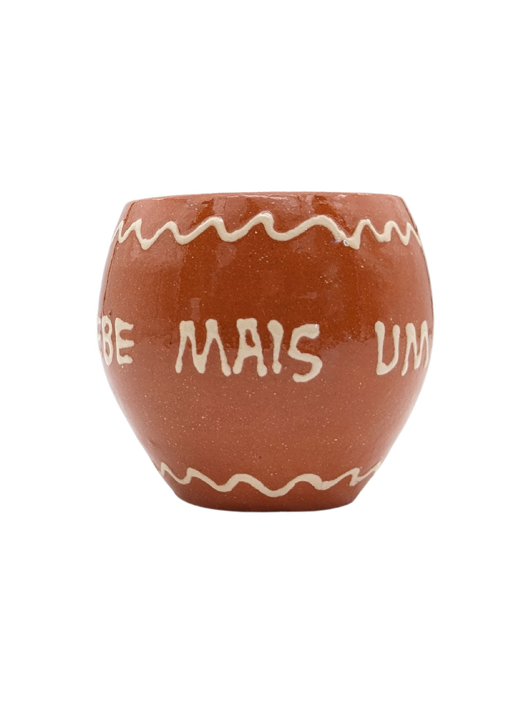 Portuguese Pottery Terracotta Glazed Clay Wine Mugs - Set of 4