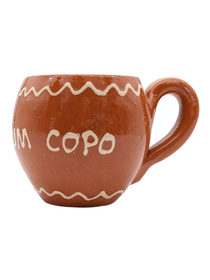 Portuguese Pottery Terracotta Glazed Clay Wine Mugs - Set of 4