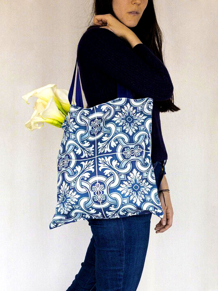 Portuguese Tiles Pattern Cotton Shopping Bag