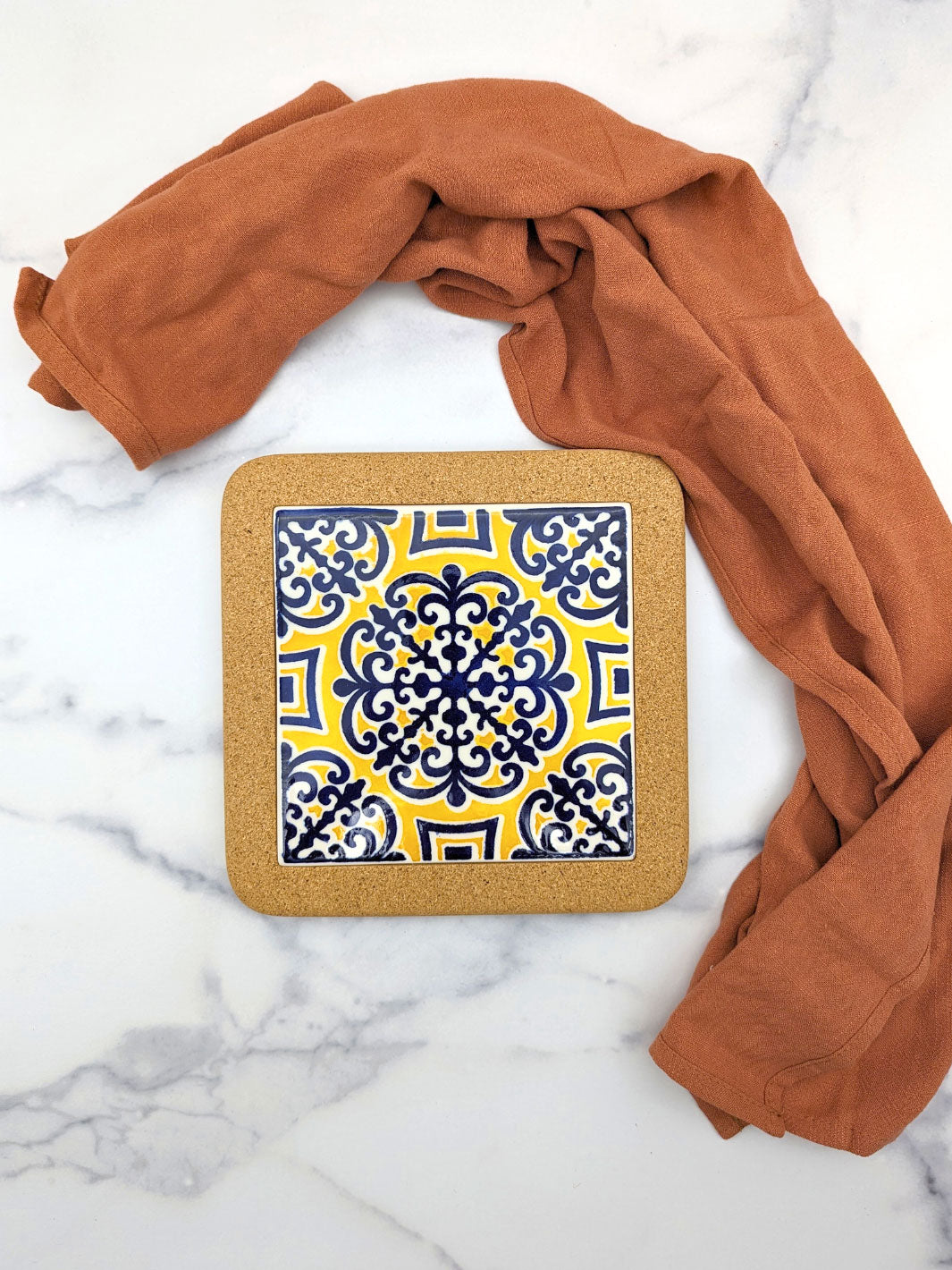 Portuguese Tiles Trivet with Cork Base