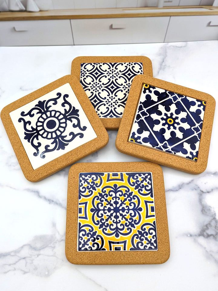 Portuguese Tiles Trivet with Cork Base