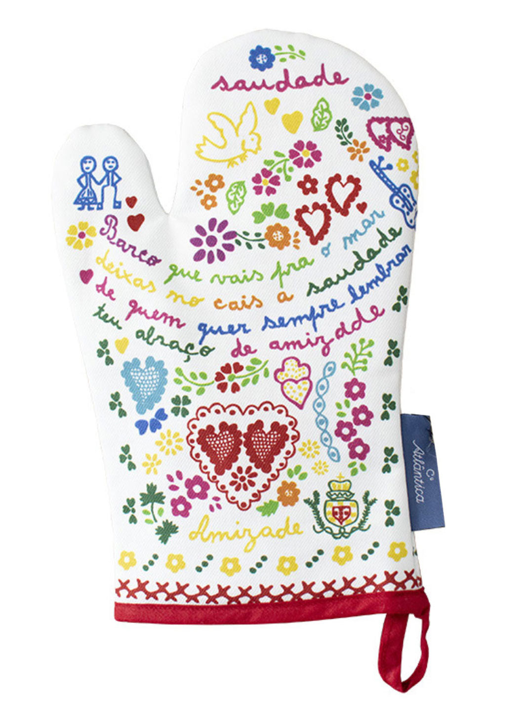 Clayre & Eef Oven mitt set of 2 White Blue Cotton