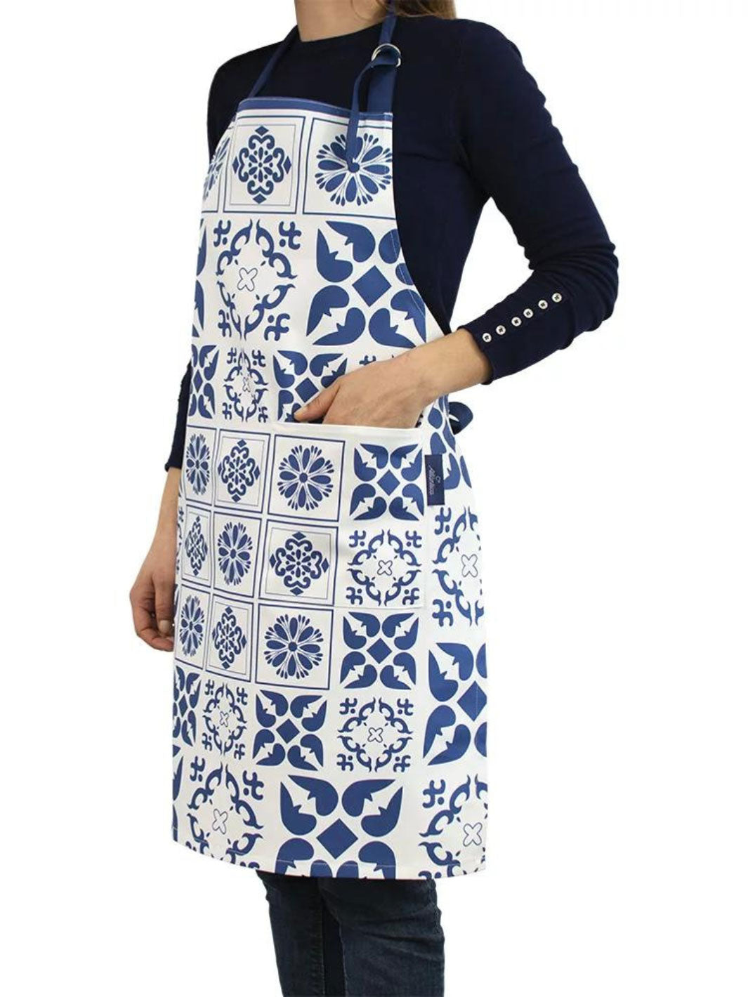 Traditional Portuguese Tiles Inspired Blue & White Kitchen Apron