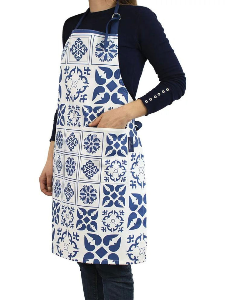 Traditional Portuguese Tiles Inspired Blue & White Kitchen Apron