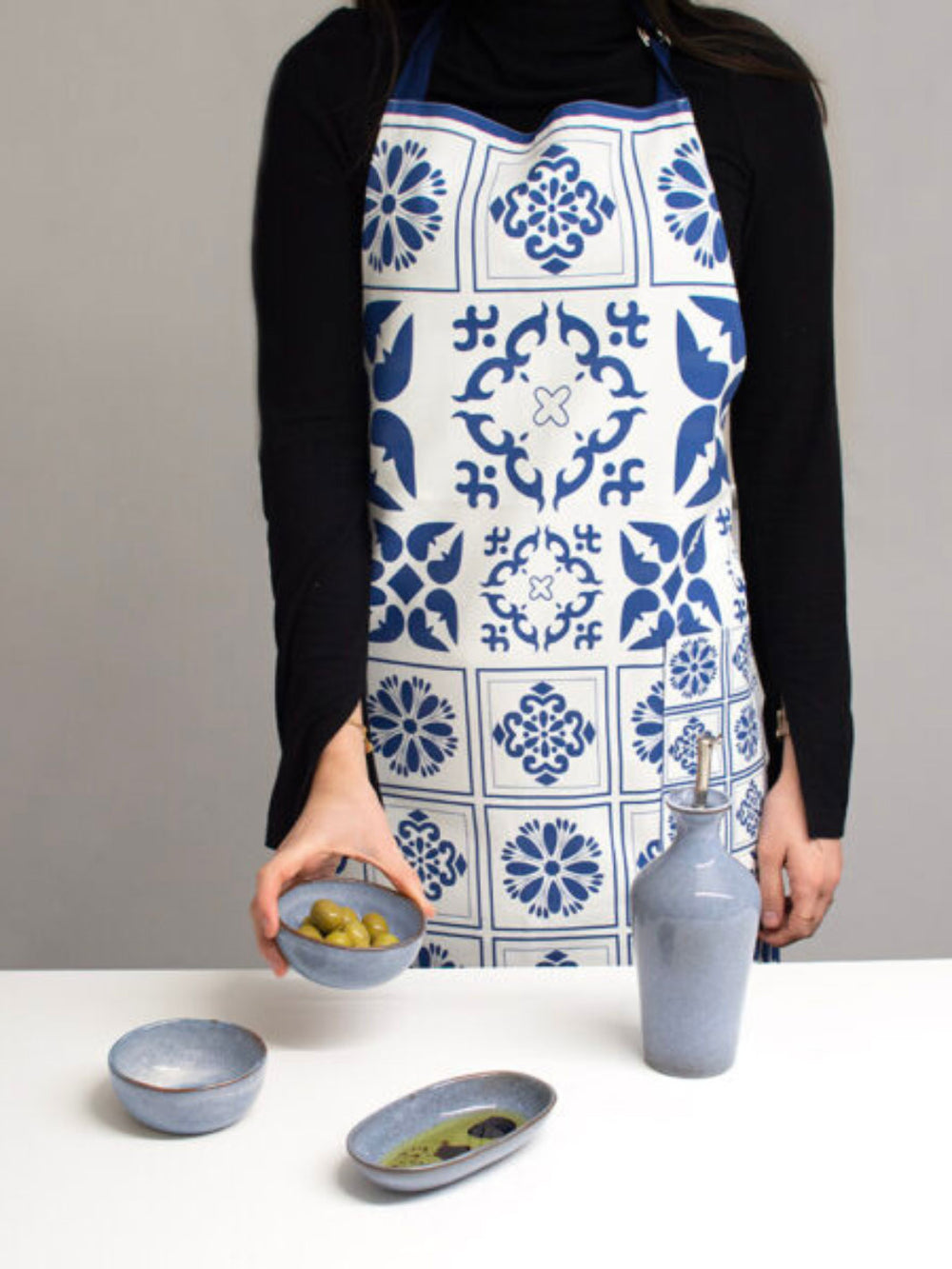 Traditional Portuguese Tiles Inspired Blue & White Kitchen Apron