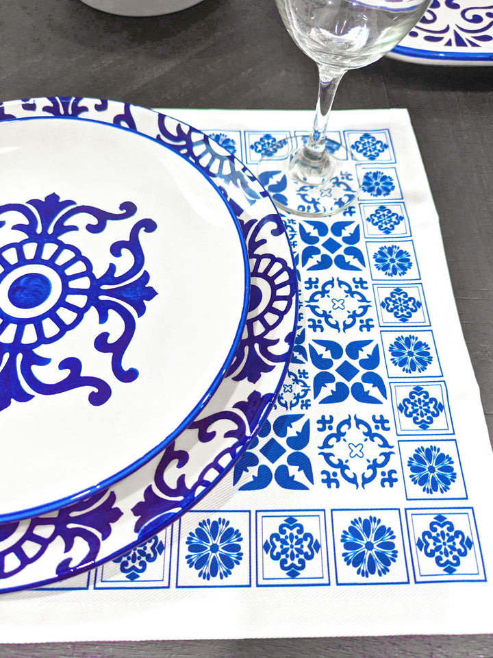 Traditional Portuguese Tiles Inspired Blue & White Placemats - Set of 2