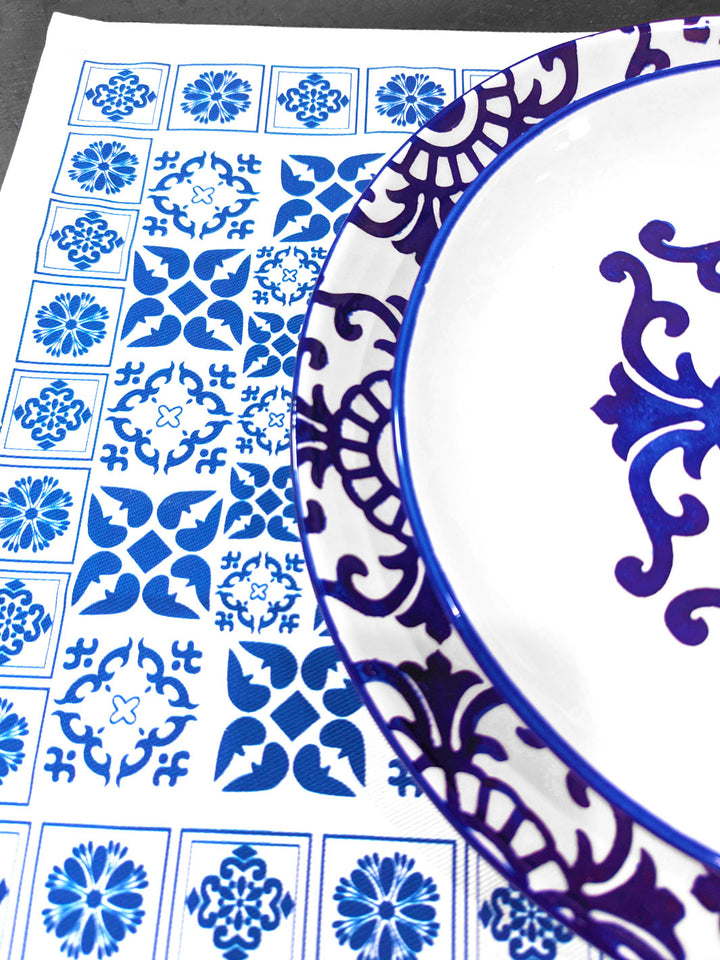 Traditional Portuguese Tiles Inspired Blue & White Placemats - Set of 2