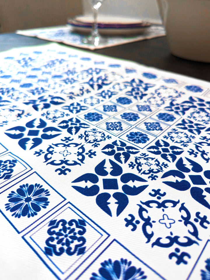 Traditional Portuguese Tiles Inspired Blue & White Placemats - Set of 2