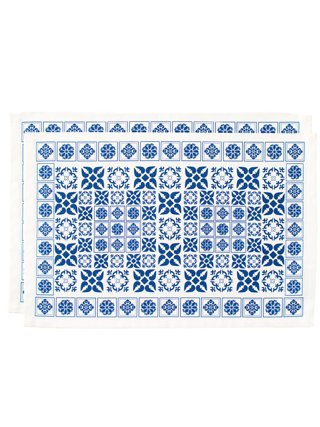 Traditional Portuguese Tiles Inspired Blue & White Placemats - Set of 2