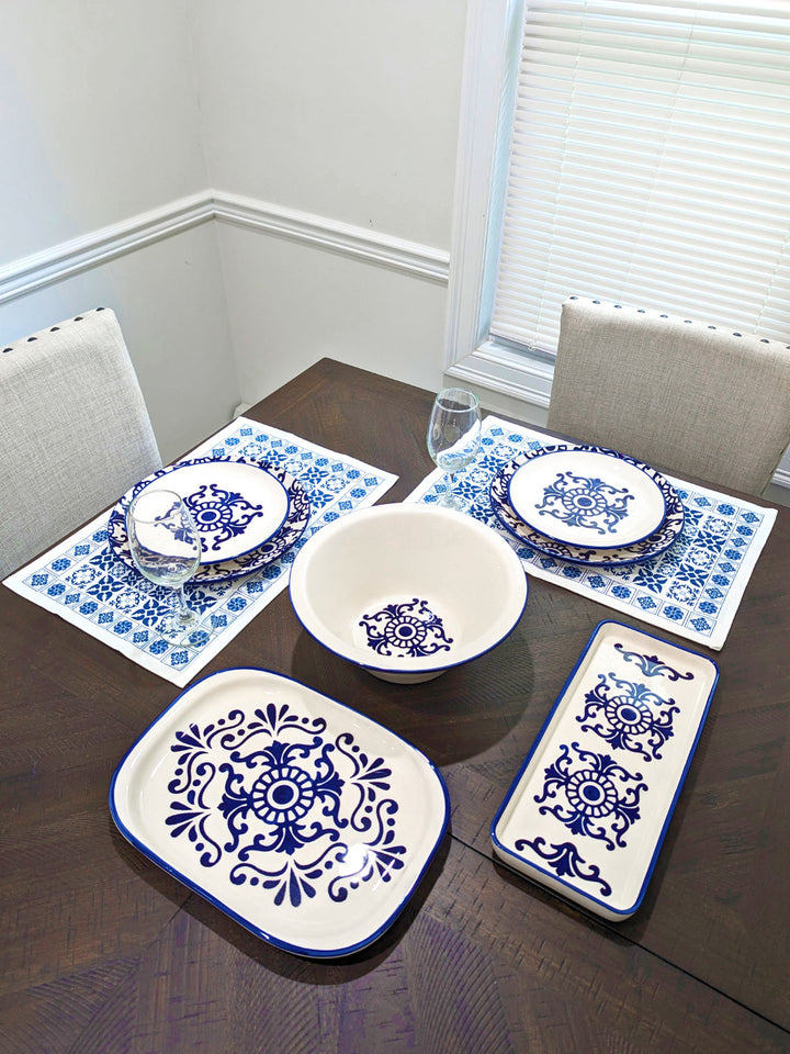 Traditional Portuguese Tiles Inspired Blue & White Placemats - Set of 2