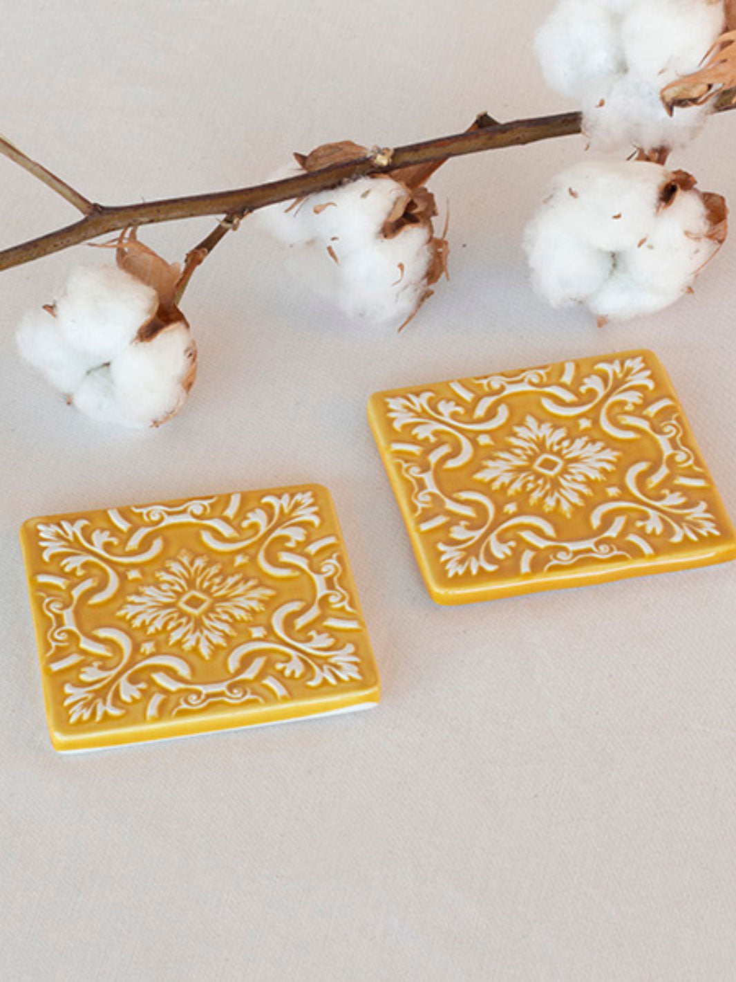 Hand-Painted Ceramic Coasters Azulejo – Set of 2
