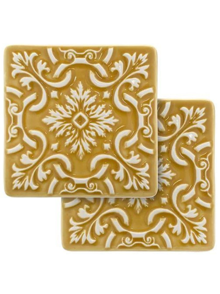 Hand-Painted Ceramic Coasters Azulejo – Set of 2