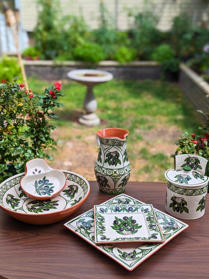 Olives Collection - Handcrafted Portuguese Pottery Clay Square Platters - Set of 2