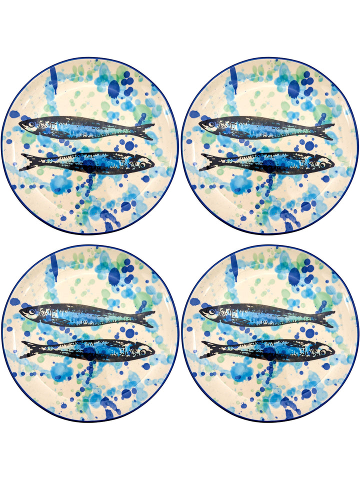 Portuguese Pottery Ceramic Dinner Plate - Splash Sardines