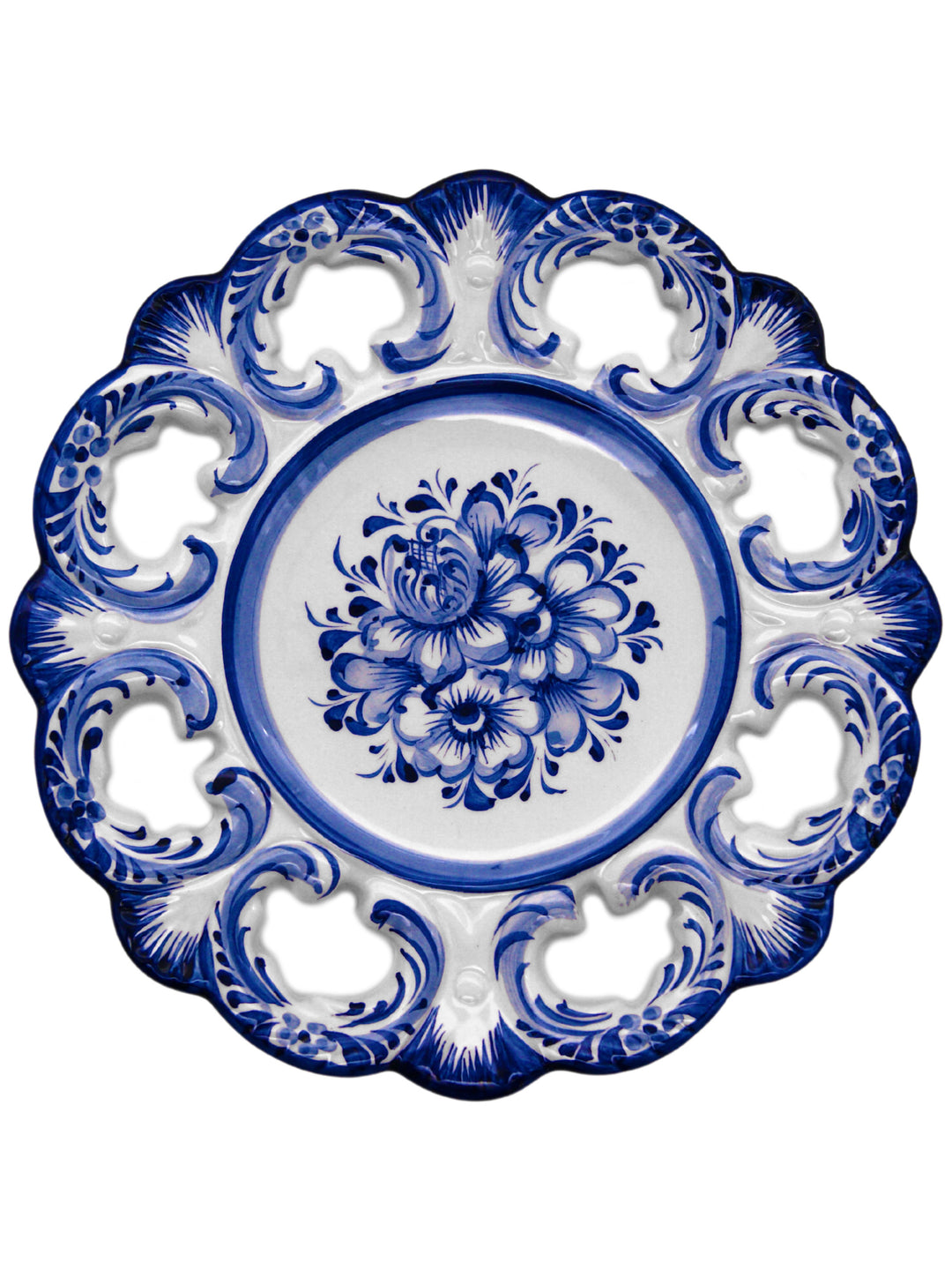10 Inch Hand painted Blue & White Portuguese Ceramic Wall Décor Hanging Plate