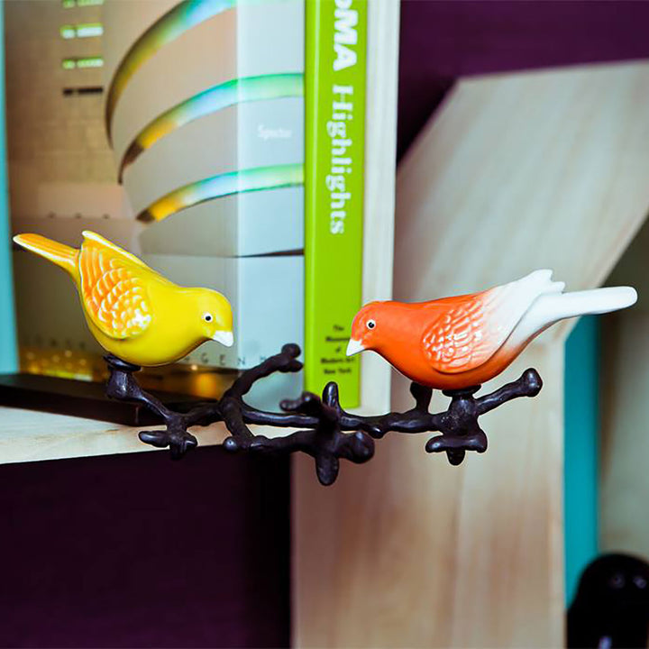 Hand Painted Ceramic Home Decor Birds in Branch Figurine - The Atlantis canaries