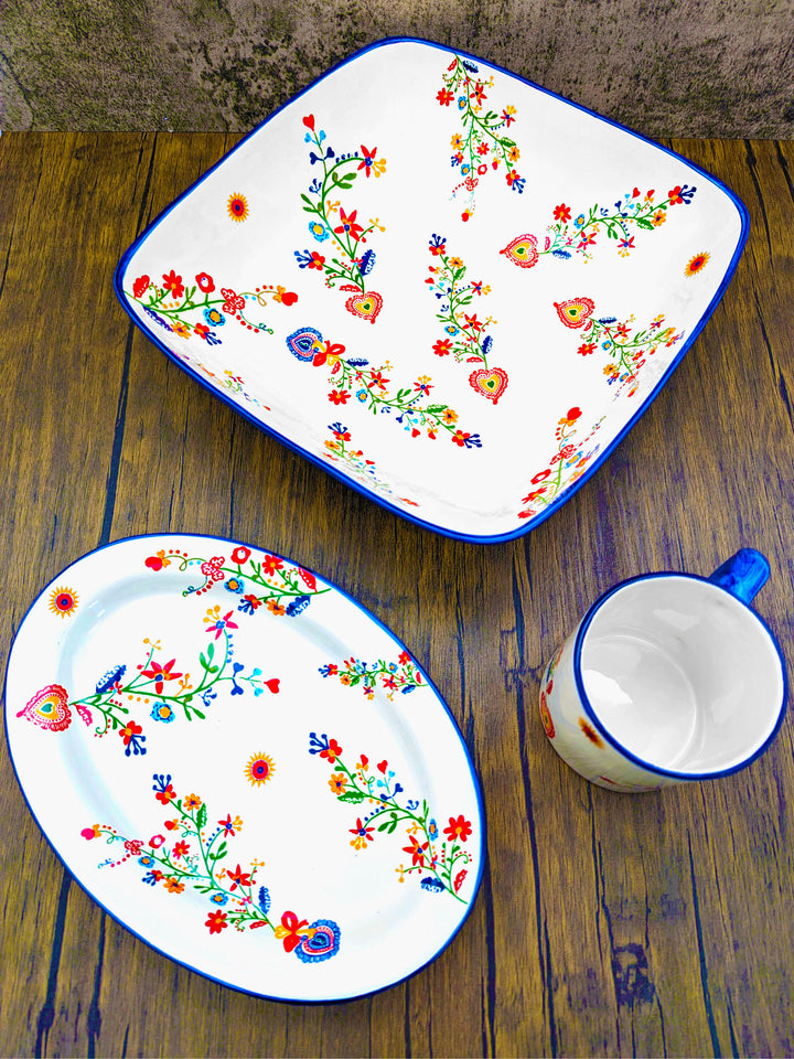 Portuguese Pottery Alcobaça Ceramic Decorative Serving Oval Platter