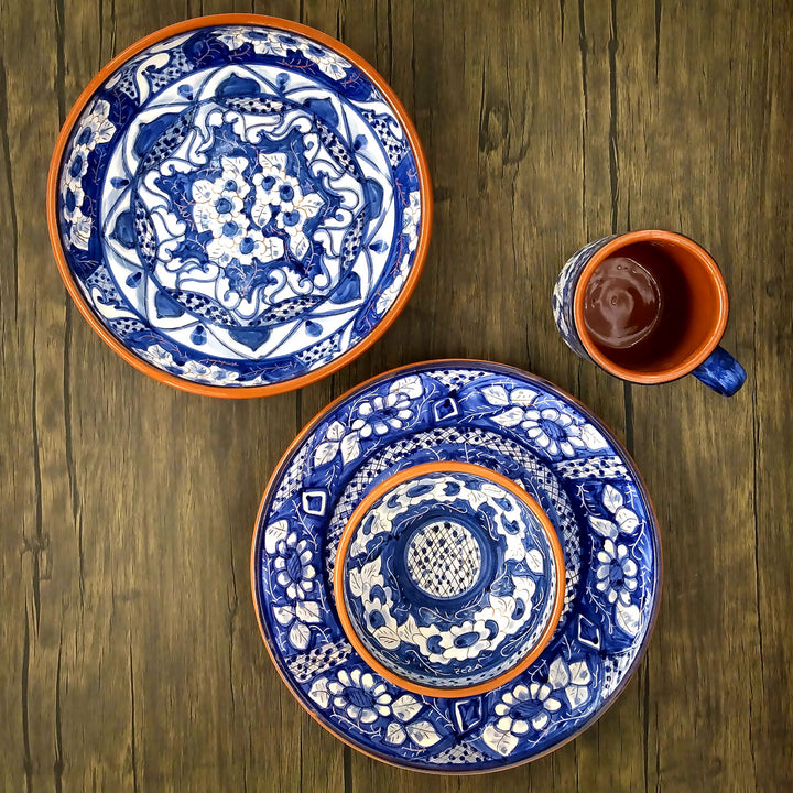 11 Inch Handmade Hand Painted Portuguese Pottery Blue Dinner Plate