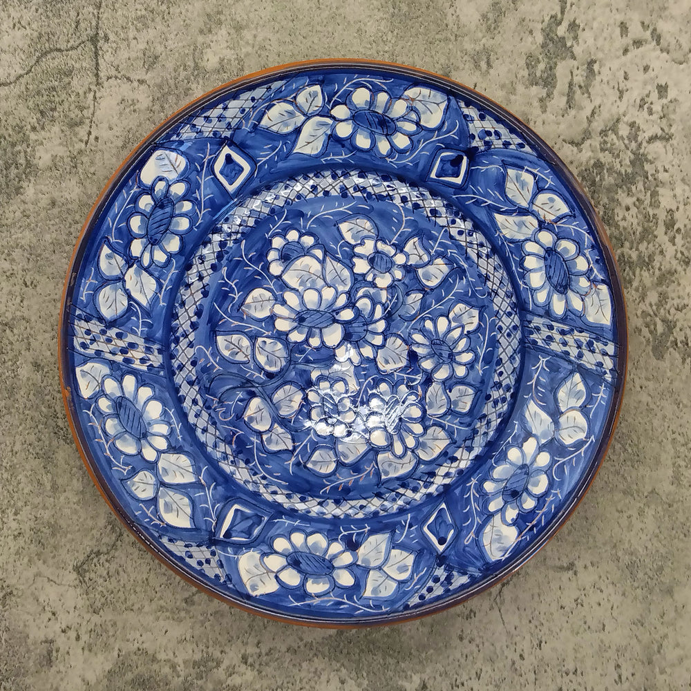 11 Inch Handmade Hand Painted Portuguese Pottery Blue Dinner Plate